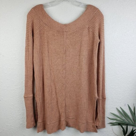 Free People Kate Thermal Tunic Top Oversized Waffle Knit size XS Bohemian - Picture 8 of 12